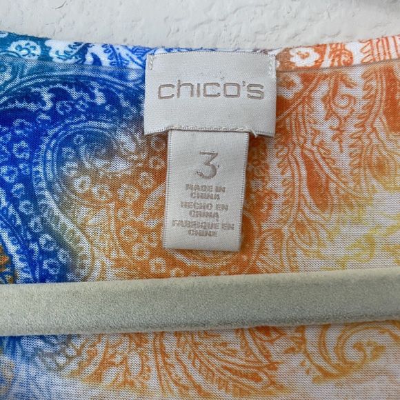 Chico's Shirt Womens Size 3 XL Boho Paisley Short Sleeve Multicolor - Picture 7 of 9